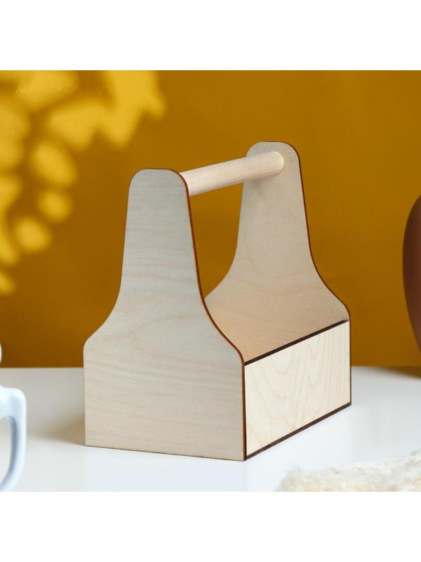 Кашпо деревянное 20×12.5×20 см Стелла Моно, с ручкой, натуральный Дарим Красиво