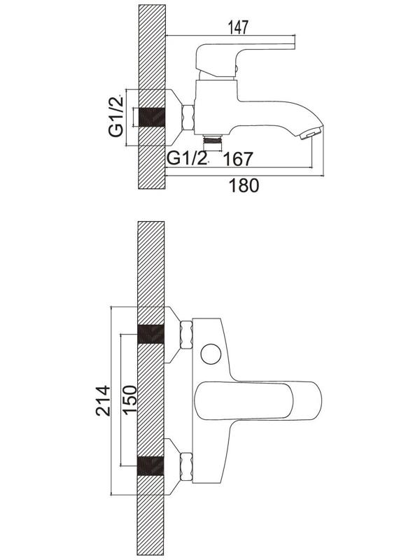 Смеситель для ванны Accoona А6362, однорычажный, хром