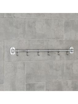 Крючок настенный на планке, двигающийся, Accoona А166-6, 6 шт, цвет хром