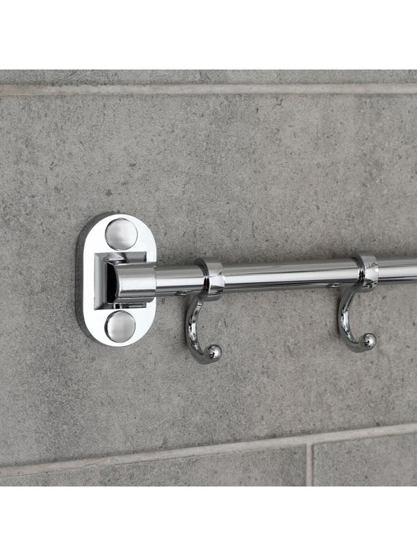 Крючок настенный на планке, двигающийся, Accoona А166-6, 6 шт, цвет хром