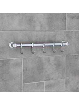 Крючок настенный на планке, двигающийся, Accoona А163-5, 5 шт, цвет хром