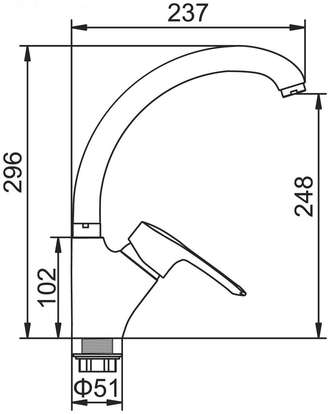Смеситель для кухни Accoona А84007F, однорычажный, хром