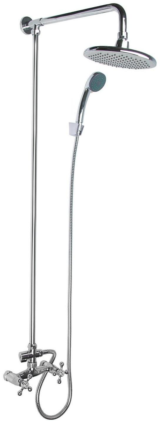 Штанга со смесителем Accoona А8176-1, двухрычажная, с тропическим душем, хром