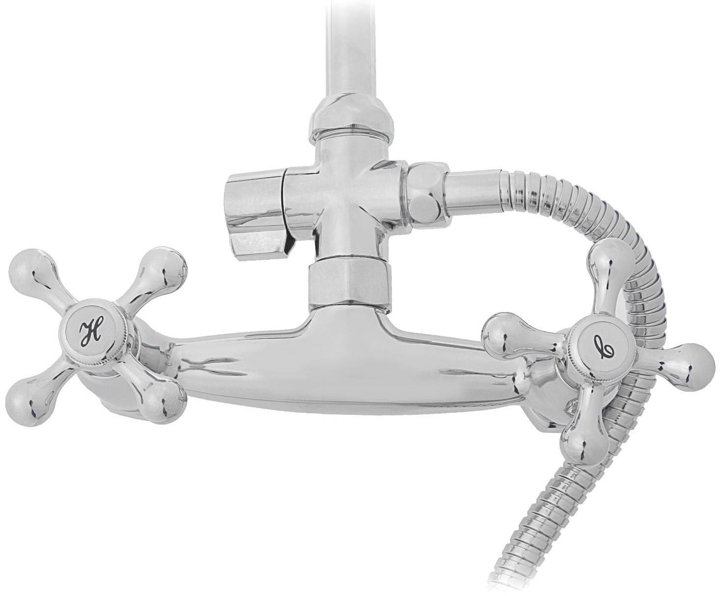 Штанга со смесителем Accoona А8176-1, двухрычажная, с тропическим душем, хром