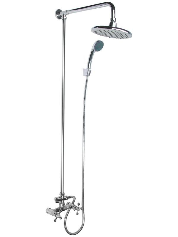 Штанга со смесителем Accoona А8176-1, двухрычажная, с тропическим душем, хром