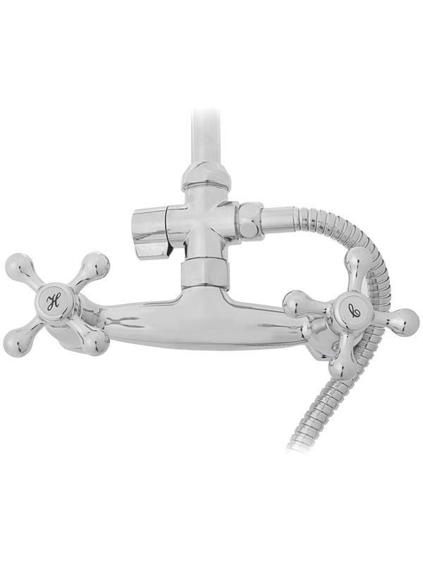 Штанга со смесителем Accoona А8176-1, двухрычажная, с тропическим душем, хром