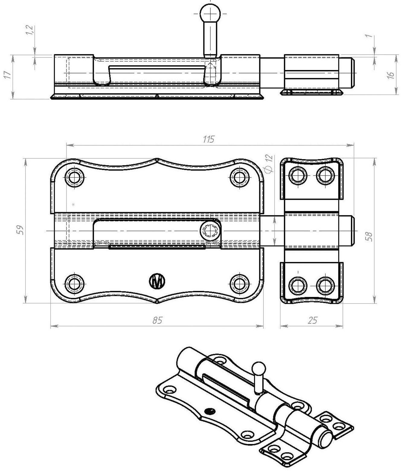 Задвижка накладная ЗТ-2-85, покрытие цинк
