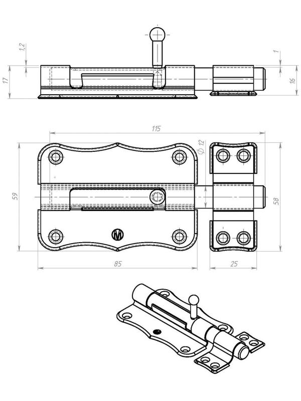 Задвижка накладная ЗТ-2-85, покрытие цинк