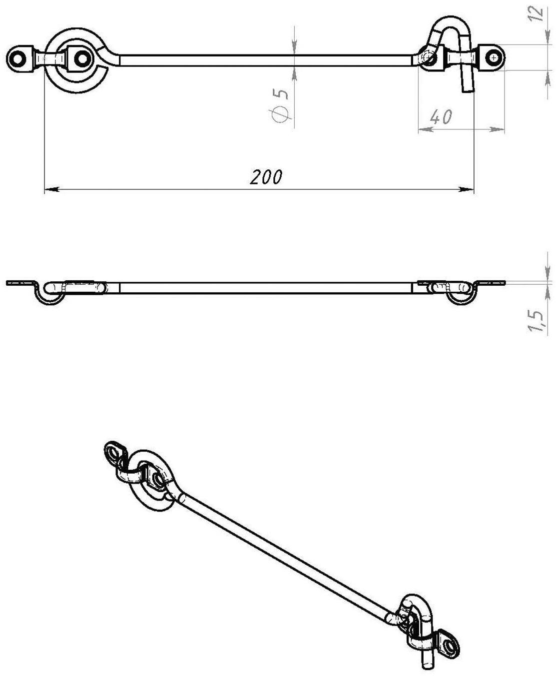 Крючок ветровой КР-200, покрытие цинк