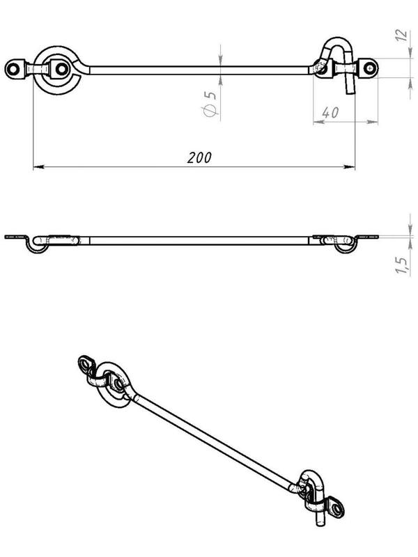 Крючок ветровой КР-200, покрытие цинк