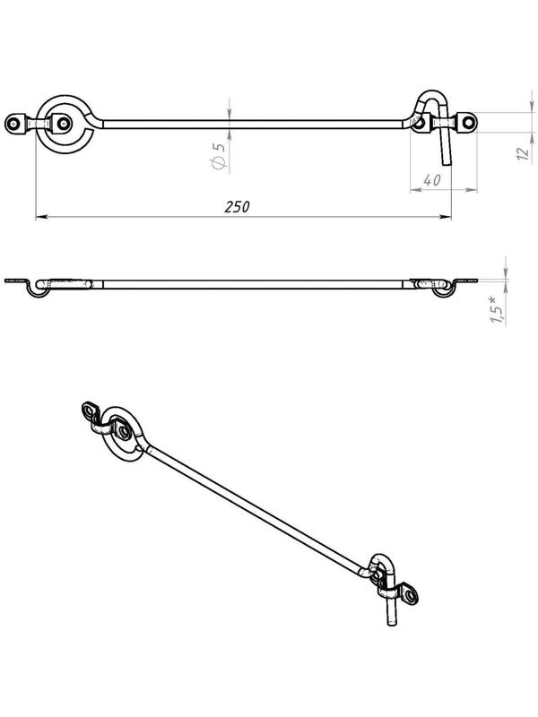 Крючок ветровой КР-250, покрытие цинк