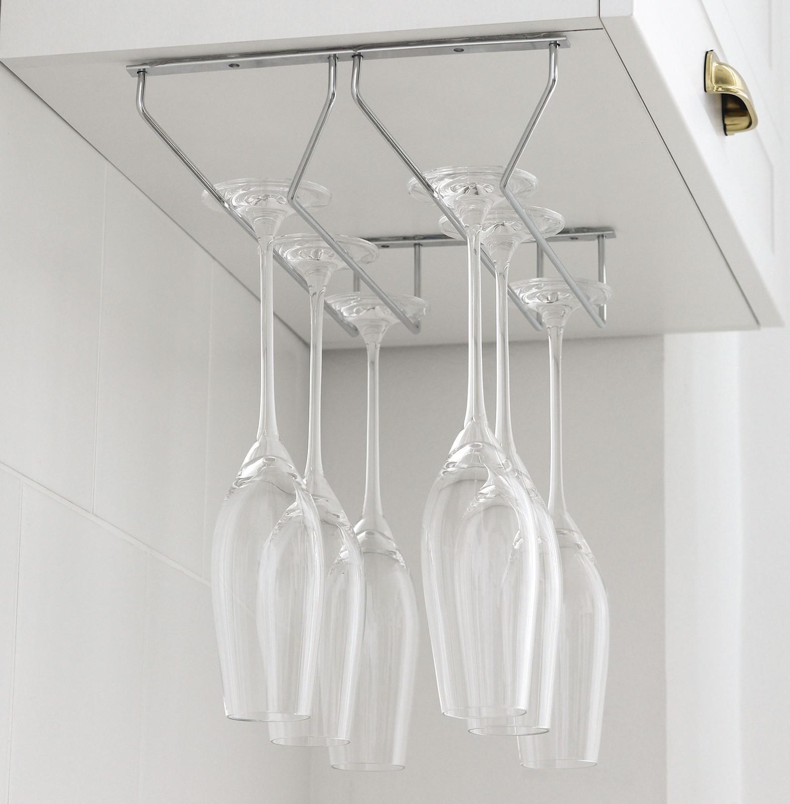 Сушилка для бокалов Доляна, 2 направляющих, 35×7×20,5 см, цвет хром