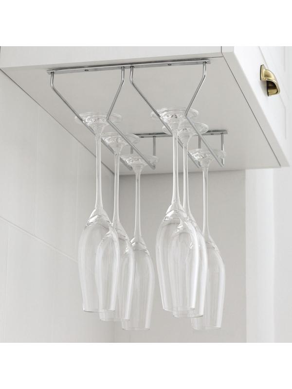 Сушилка для бокалов Доляна, 2 направляющих, 35×7×20,5 см, цвет хром