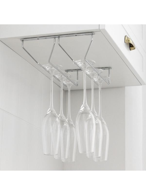 Сушилка для бокалов Доляна, 2 направляющих, 35×7×20,5 см, цвет хром