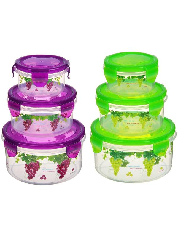 Набор контейнеров пластиковых «Виноград», 3 шт: d=8,5; 11; 14 см, цвет МИКС