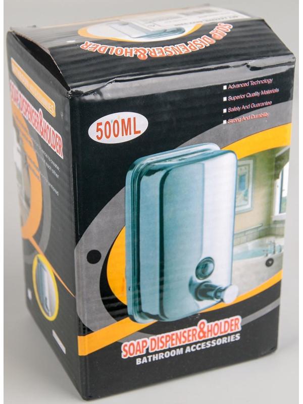 Диспенсер для антисептика/жидкого мыла механический, 500 мл, нержавеющая сталь