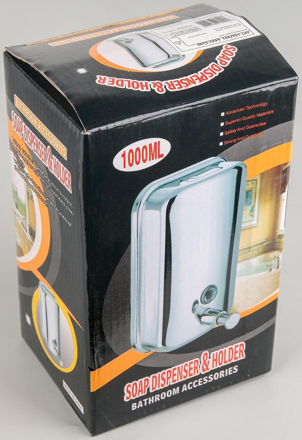 Диспенсер для антисептика/жидкого мыла механический, 850 мл, нержавеющая сталь