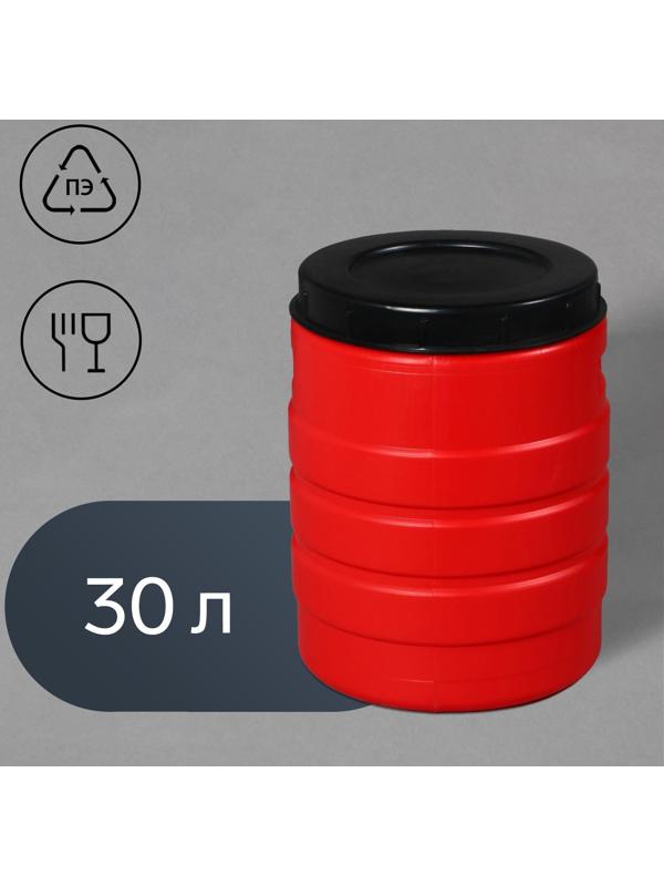 Бочка пищевая, 30 л, горловина 27 см, с крышкой, цвет МИКС
