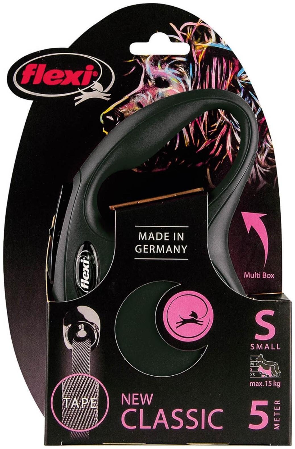 Рулетка Flexi  New Classic S (до 15 кг) 5 м лента, черная