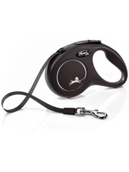 Рулетка Flexi  New Classic S (до 15 кг) 5 м лента, черная
