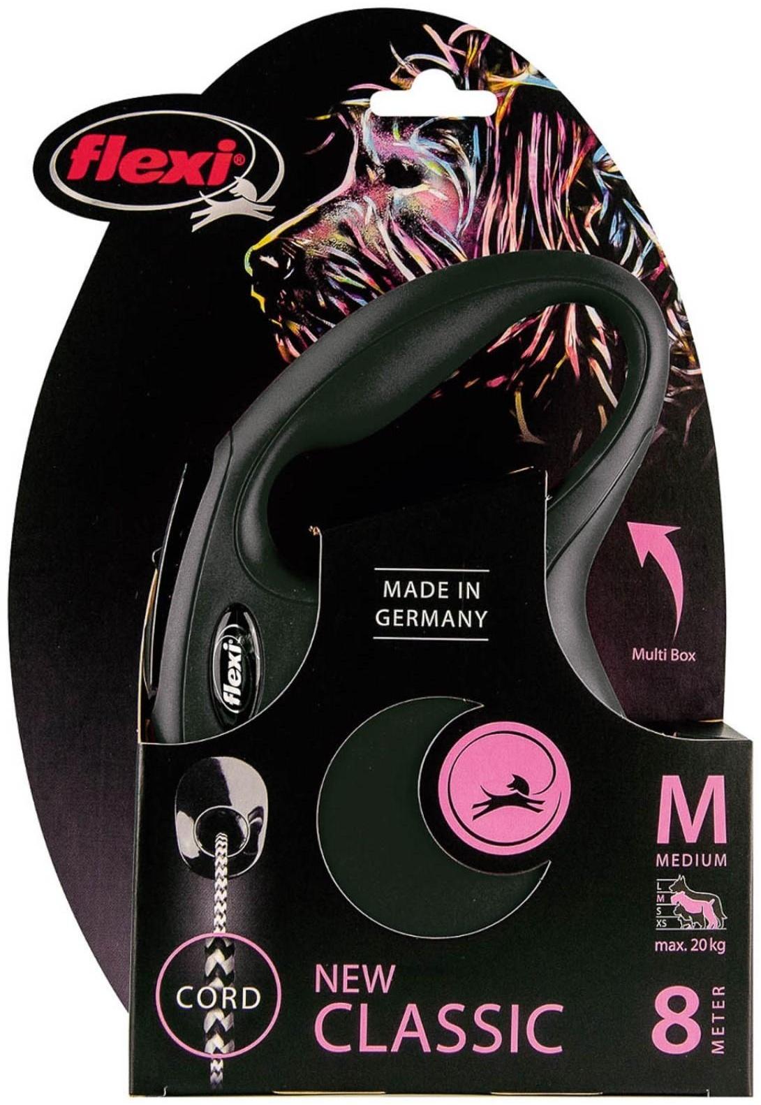 Рулетка Flexi  New Classic M (до 20 кг) 8 м трос, черная