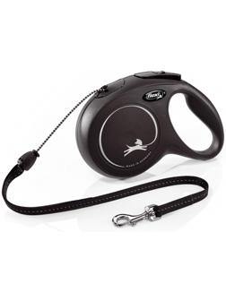 Рулетка Flexi  New Classic M (до 20 кг) 8 м трос, черная