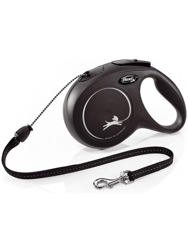 Рулетка Flexi  New Classic M (до 20 кг) 8 м трос, черная