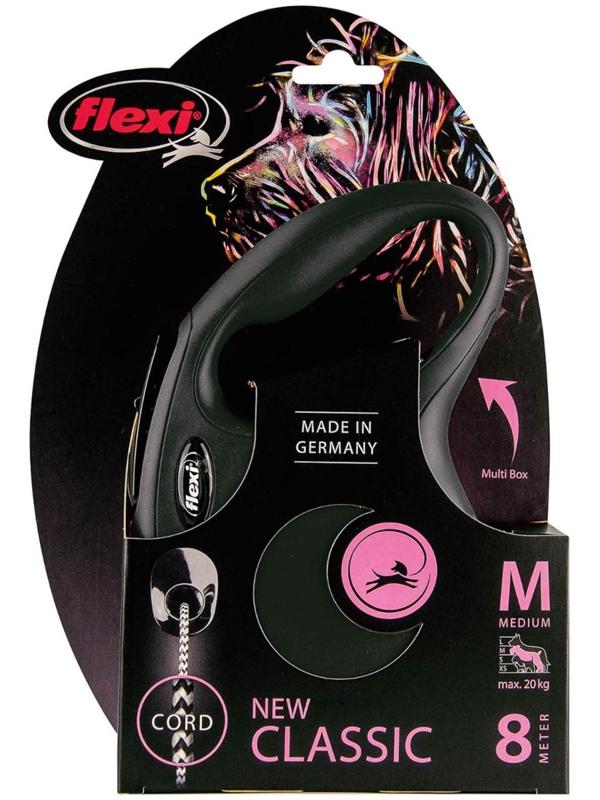 Рулетка Flexi  New Classic M (до 20 кг) 8 м трос, черная