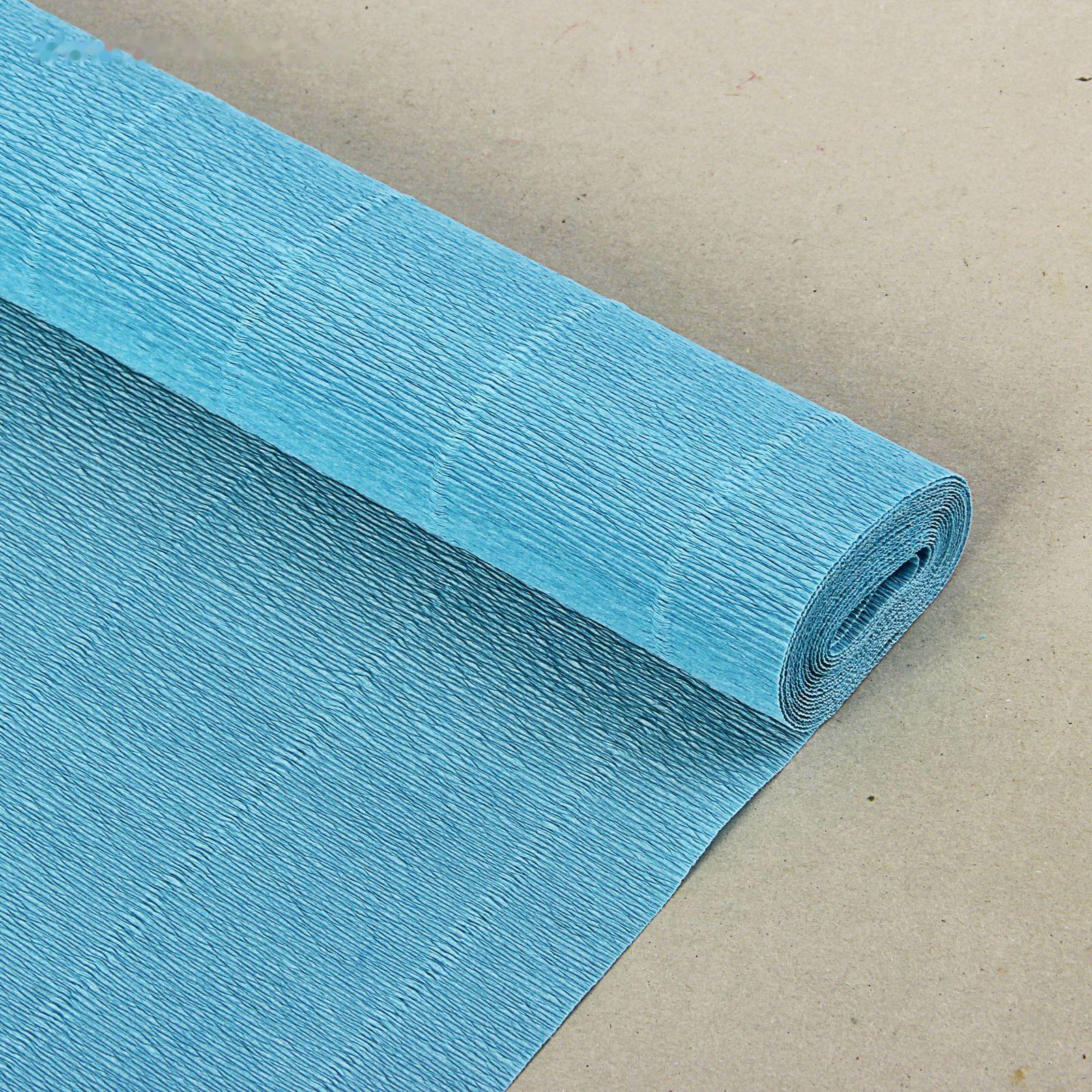 Бумага для упаковок и поделок, гофрированная, лазурь, голубая, однотонная, двусторонняя, рулон 1 шт., 0,5 х 2,5 м