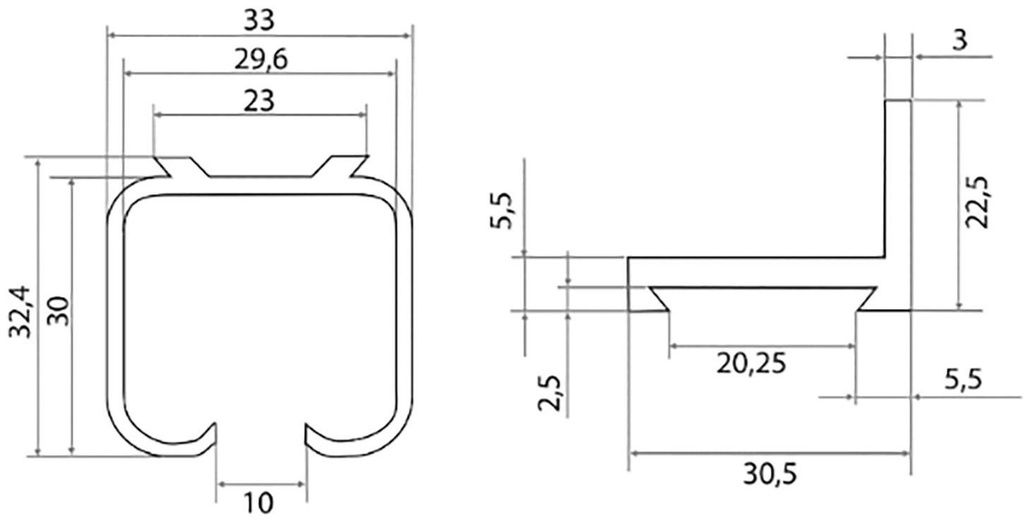 Направляющая для раздвижных дверей, 2 м