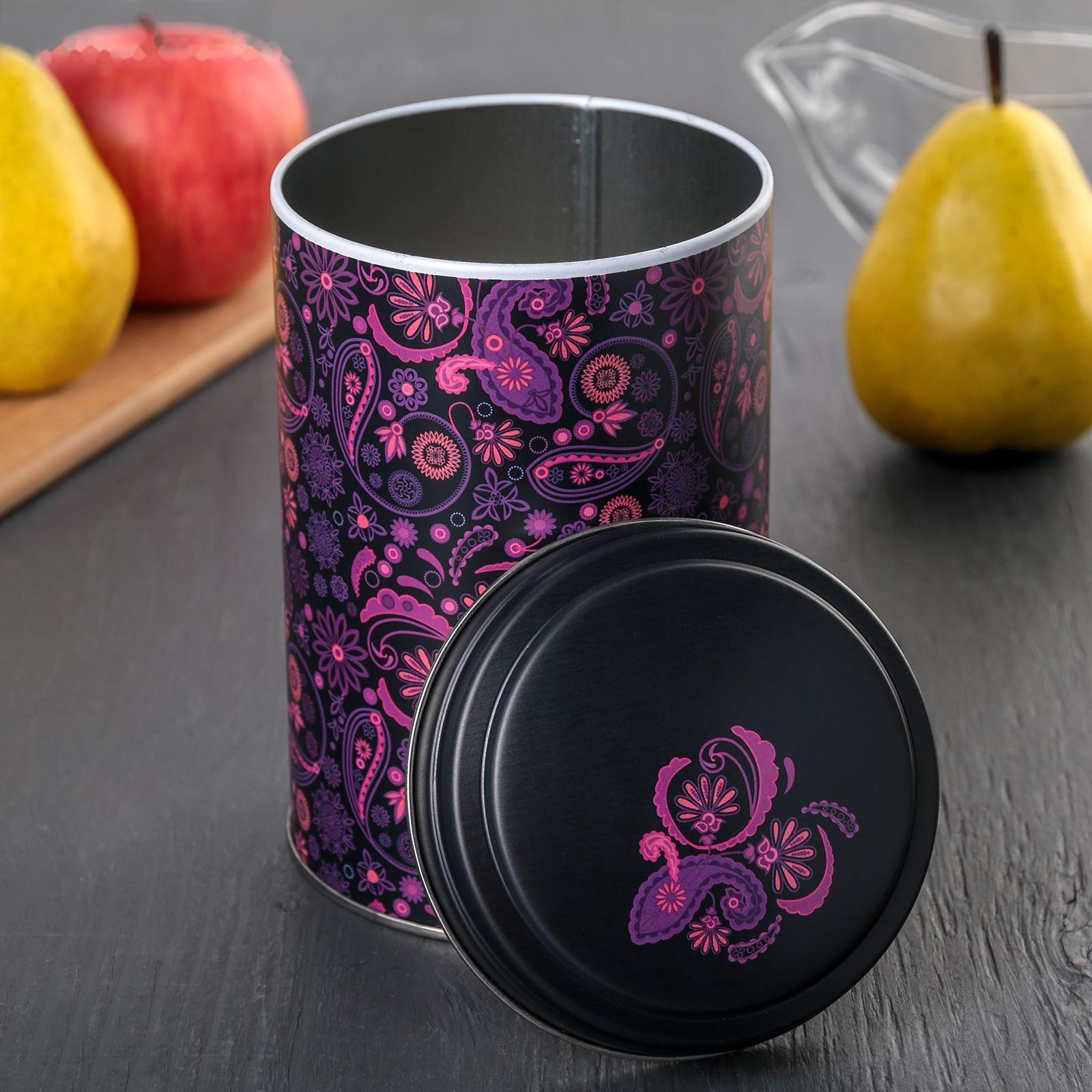 Банка для сыпучих продуктов «Бута», 1,1 л, 10×16 см, круглая, цвет чёрный