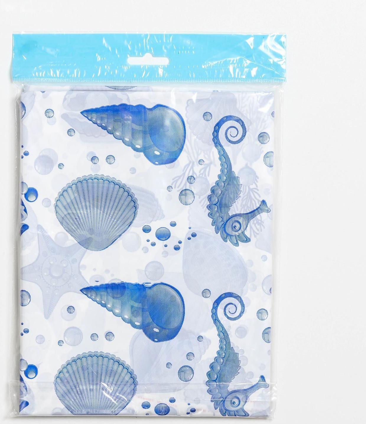 Штора для ванной «Ракушки», 180×180 см, полиэтилен, цвет белый