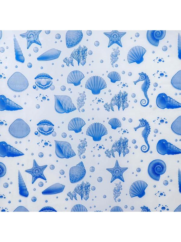 Штора для ванной «Ракушки», 180×180 см, полиэтилен, цвет белый