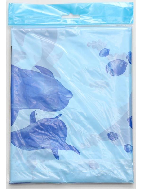 Штора для ванной «Дельфины», 180×180 см, полиэтилен, цвет голубой