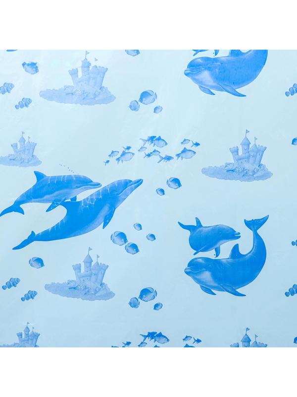 Штора для ванной «Дельфины», 180×180 см, полиэтилен, цвет голубой