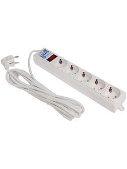 Сетевой фильтр Power Cube, 5 розеток, 5 м, 10 А, 2200 Вт, белый