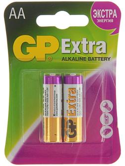 Батарейка алкалиновая GP Extra, AA, LR6-2BL, 1.5В, блистер, 2 шт.