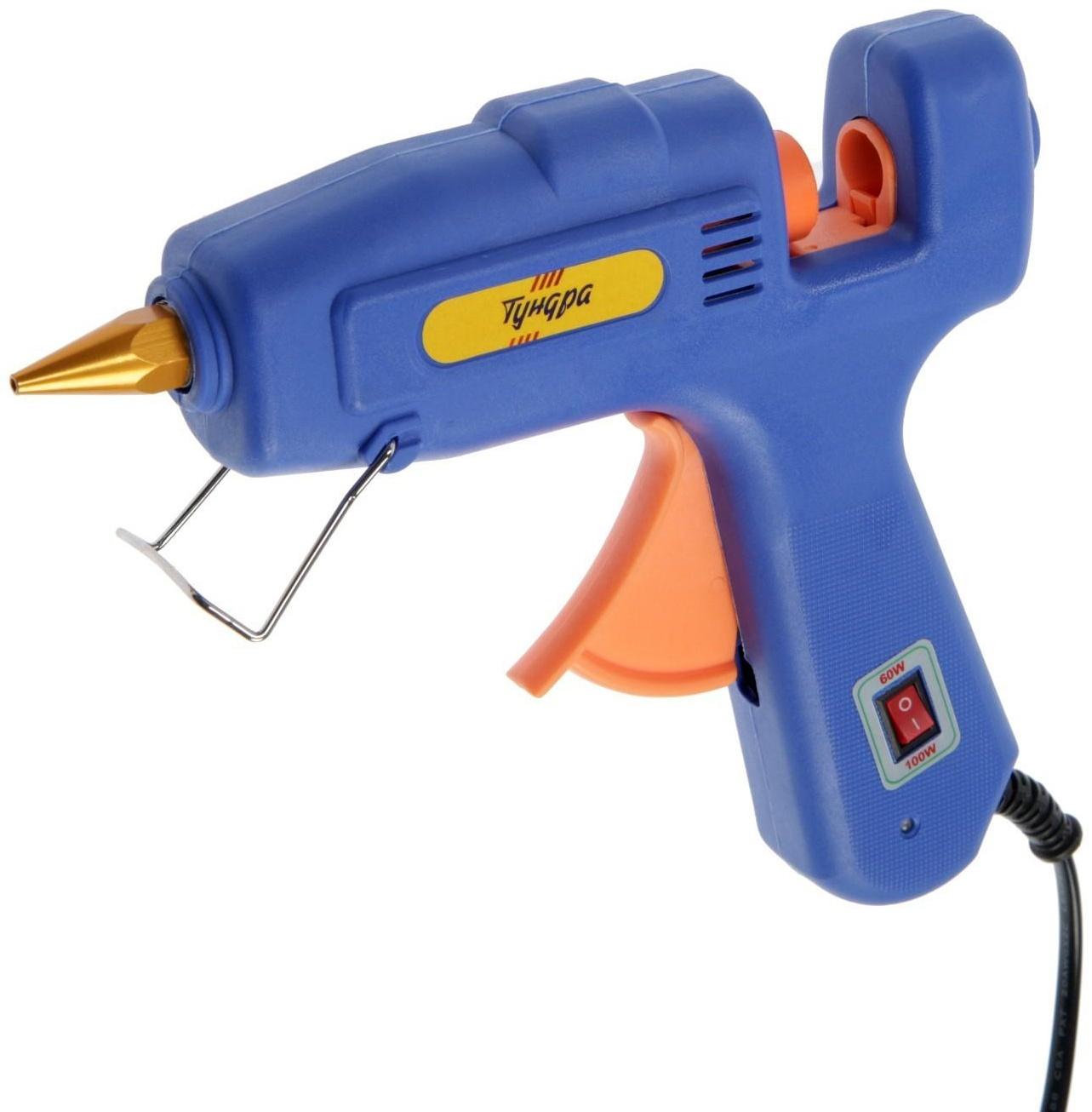Клеевой пистолет ТУНДРА, переключатель мощности 60/100 Вт, 220 В, антикапля, 11 мм