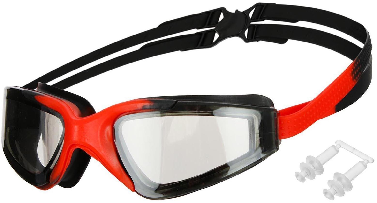 Очки для плавания взрослые + беруши, цвета микс