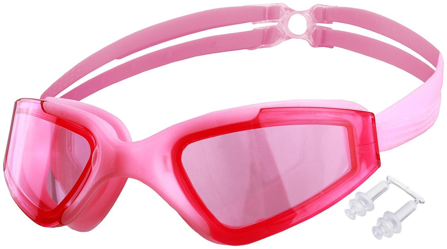 Очки для плавания взрослые + беруши, цвета микс