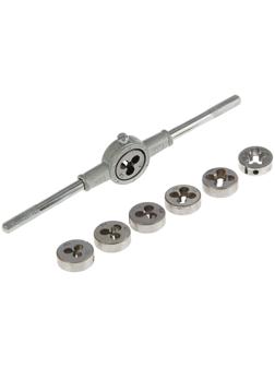 Набор плашек ТУНДРА, М3 - М12 + плашкодержатель, 8 предметов