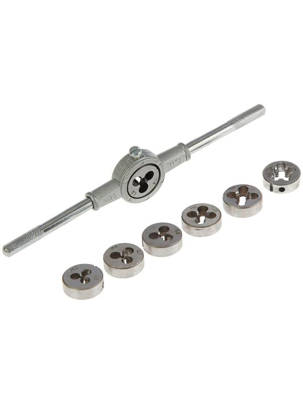 Набор плашек ТУНДРА, М3 - М12 + плашкодержатель, 8 предметов