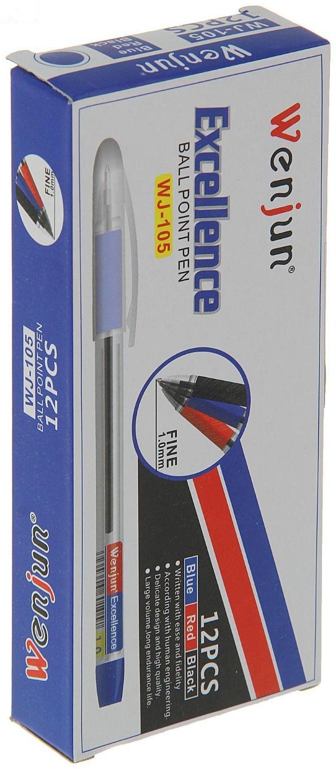 Ручка шариковая, 1.0 мм, стержень синий, корпус прозрачный,с резиновым держателем