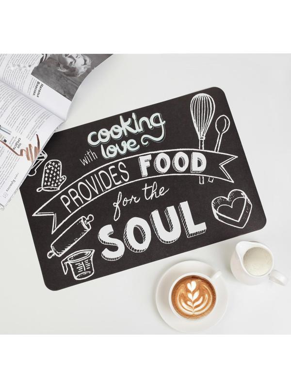 Салфетка сервировочная на стол «Кулинария», 42×27 см, цвет чёрный