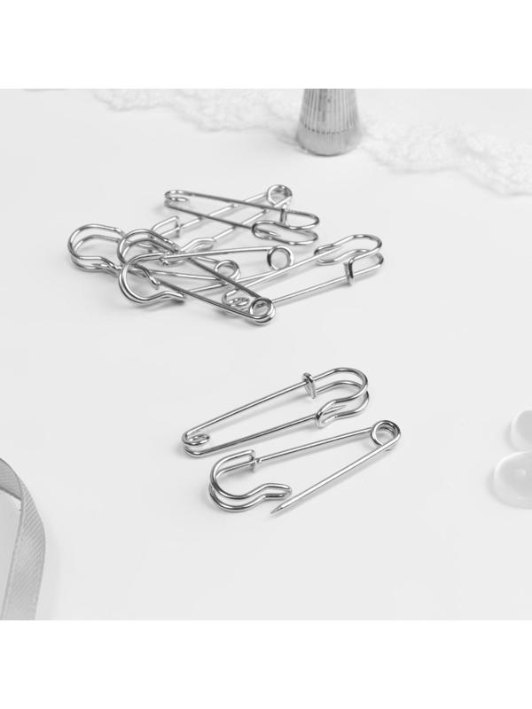 Булавка шляпная, 45 × 10 мм, 10 шт, цвет серебряный