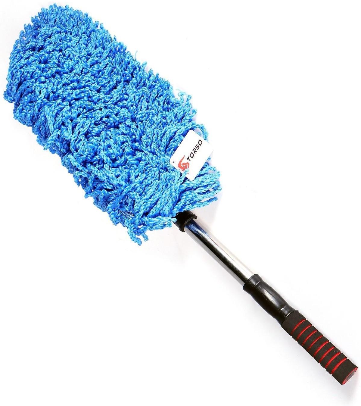 Щётка TORSO для удаления пыли, 72 см, микрофибра, телескопическая ручка, синяя