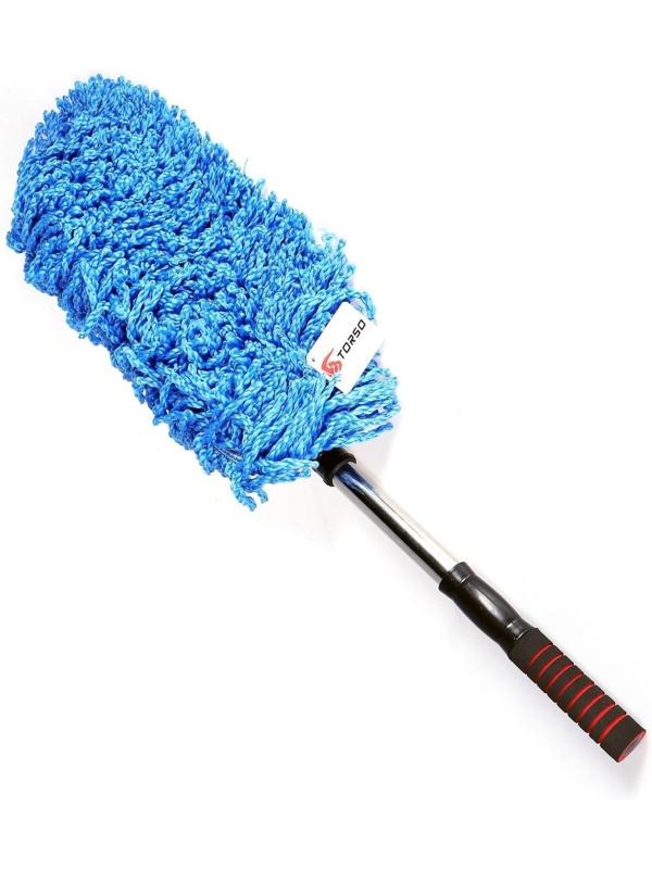 Щётка TORSO для удаления пыли, 72 см, микрофибра, телескопическая ручка, синяя