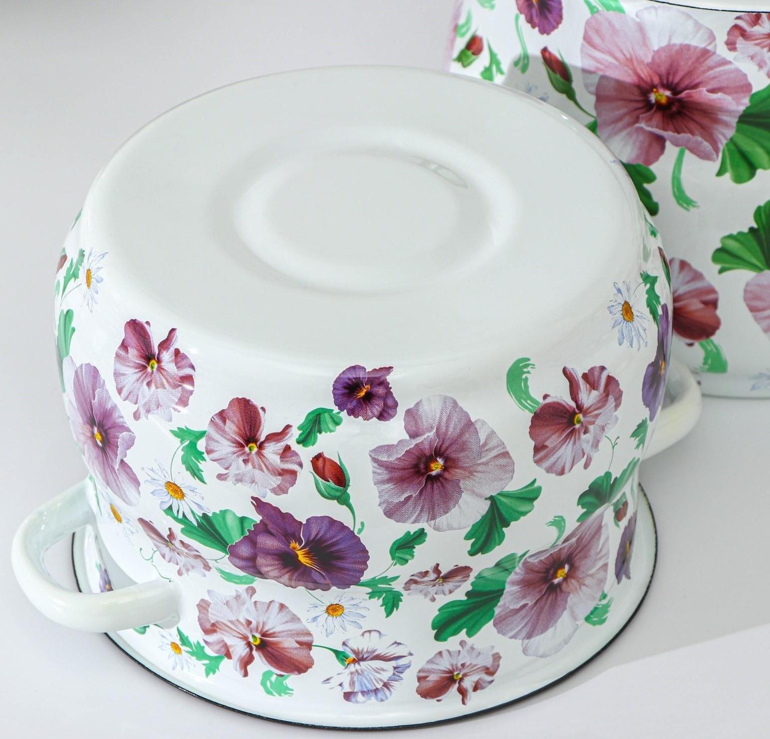 Набор кастрюль «Анютины глазки», 2 предмета: 4 л, 5,5 л, эмалированные крышки, индукция