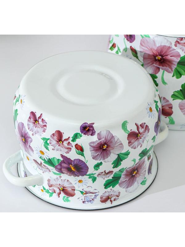 Набор кастрюль «Анютины глазки», 2 предмета: 4 л, 5,5 л, эмалированные крышки, индукция