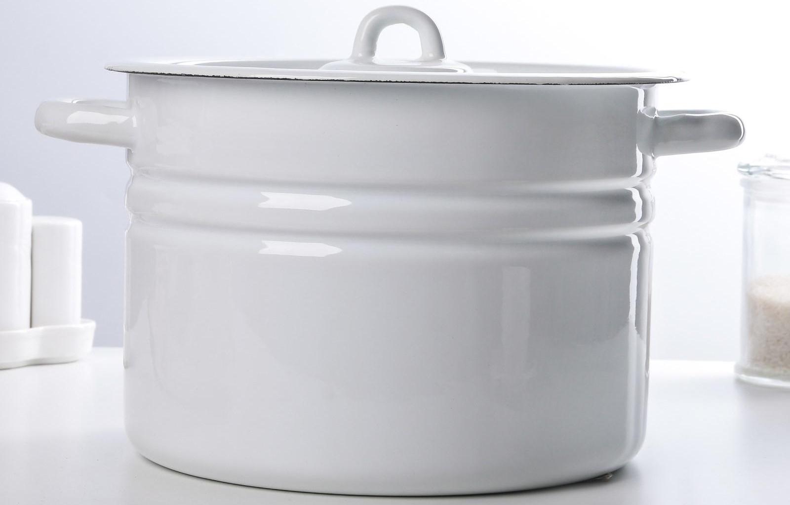 Кастрюля цилиндрическая, 8 л, индукция, цвет белый